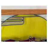 Vintage Yellow and Red Stained Glass Race Car Panel Vintage Yellow and Red Stained Glass Race Car Panel