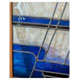 Vintage Blue and Yellow Stained Glass Race Car Panel Vintage Blue and Yellow Stained Glass Race Car Panel