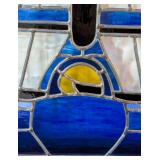 Vintage Blue and Yellow Stained Glass Race Car Panel Vintage Blue and Yellow Stained Glass Race Car Panel