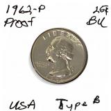 1962-P | Gem Proof Washington Quarter | BU Condition 1962-P | Gem Proof Washington Quarter | BU Condition