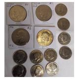 Various Ike dollars and ten 1976 half dollars  All these coins are in excellent condition. Various Ike dollars and ten 1976 half dollars  All these coins are in excellent condition.