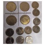 Various Ike dollars and ten 1976 half dollars  All these coins are in excellent condition. Various Ike dollars and ten 1976 half dollars  All these coins are in excellent condition.