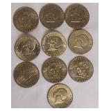 10 Ike Dollars from different years and mints Very Nice Coins. 10 Ike Dollars from different years and mints Very Nice Coins.