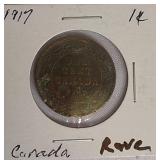1917 Large 1-Cent Canadian Coin: Rare and in Excellent Condition. 1917 Large 1-Cent Canadian Coin: Rare and in Excellent Condition.