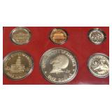1975 - 6 Coin Set Proof Set (S) is the only year that features coins from two different years. 1975 - 6 Coin Set Proof Set (S) is the only year that features coins from two different years.