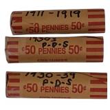 Old Lincoln Lot (1911-1939) containing 241 coins in three rolls. Old Lincoln Lot (1911-1939) containing 241 coins in three rolls.