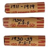 Old Lincoln Lot (1911-1939) containing 241 coins in three rolls. Old Lincoln Lot (1911-1939) containing 241 coins in three rolls.