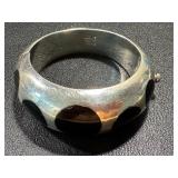 Hinged Sterling Silver and Onyx Cuff Bracelet Hinged Sterling Silver and Onyx Cuff Bracelet