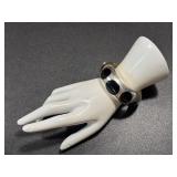 Hinged Sterling Silver and Onyx Cuff Bracelet Hinged Sterling Silver and Onyx Cuff Bracelet