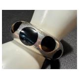 Hinged Sterling Silver and Onyx Cuff Bracelet Hinged Sterling Silver and Onyx Cuff Bracelet