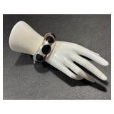 Hinged Sterling Silver and Onyx Cuff Bracelet Hinged Sterling Silver and Onyx Cuff Bracelet