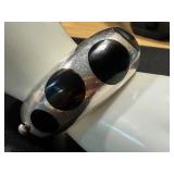 Hinged Sterling Silver and Onyx Cuff Bracelet Hinged Sterling Silver and Onyx Cuff Bracelet