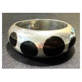 Hinged Sterling Silver and Onyx Cuff Bracelet Hinged Sterling Silver and Onyx Cuff Bracelet
