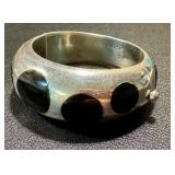 Hinged Sterling Silver and Onyx Cuff Bracelet Hinged Sterling Silver and Onyx Cuff Bracelet