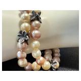 Anne King Sterling Silver and 14K Gold Pearl Bracelet & Earrings Set Anne King Sterling Silver and 14K Gold Pearl Bracelet & Earrings Set
