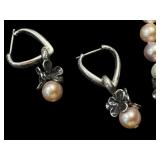 Anne King Sterling Silver and 14K Gold Pearl Bracelet & Earrings Set Anne King Sterling Silver and 14K Gold Pearl Bracelet & Earrings Set