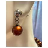 Brown Pearl & Sterling Clasp Necklace and Earring Set Brown Pearl & Sterling Clasp Necklace and Earring Set