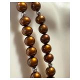 Brown Pearl & Sterling Clasp Necklace and Earring Set Brown Pearl & Sterling Clasp Necklace and Earring Set