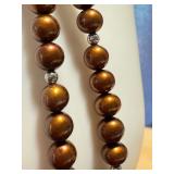 Brown Pearl & Sterling Clasp Necklace and Earring Set Brown Pearl & Sterling Clasp Necklace and Earring Set