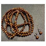 Brown Pearl & Sterling Clasp Necklace and Earring Set Brown Pearl & Sterling Clasp Necklace and Earring Set