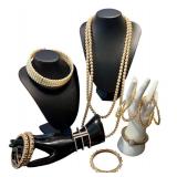 Elegant Collection of Fashion Jewelry with Faux Pearls and Bangles Elegant Collection of Fashion Jewelry with Faux Pearls and Bangles