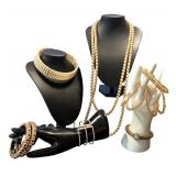 Elegant Collection of Fashion Jewelry with Faux Pearls and Bangles Elegant Collection of Fashion Jewelry with Faux Pearls and Bangles