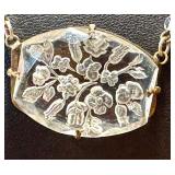 Vintage Etched Glass Pendant Necklace with 15" Chain Vintage Etched Glass Pendant Necklace with 15" Chain