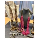 Variety of Fashion Jewelry Including 5 Strands of Chip Beaded Tigers Eye Necklace Variety of Fashion Jewelry Including 5 Strands of Chip Beaded Tigers Eye Necklace