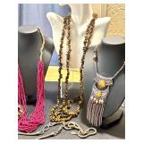 Variety of Fashion Jewelry Including 5 Strands of Chip Beaded Tigers Eye Necklace Variety of Fashion Jewelry Including 5 Strands of Chip Beaded Tigers Eye Necklace