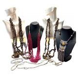 Variety of Fashion Jewelry Including 5 Strands of Chip Beaded Tigers Eye Necklace Variety of Fashion Jewelry Including 5 Strands of Chip Beaded Tigers Eye Necklace