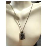 Vintage Swedish Pewter Necklace with Floral Pendant, 18" Vintage Swedish Pewter Necklace with Floral Pendant, 18"