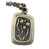 Vintage Swedish Pewter Necklace with Floral Pendant, 18" Vintage Swedish Pewter Necklace with Floral Pendant, 18"