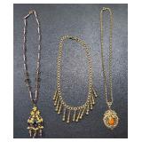 Collection of 3 Vintage Necklaces with Ornate Designs Collection of 3 Vintage Necklaces with Ornate Designs
