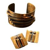 Copper Cuff Bracelet and Clip Earrings Set Copper Cuff Bracelet and Clip Earrings Set
