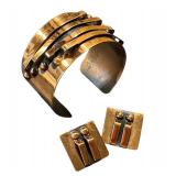 Copper Cuff Bracelet and Clip Earrings Set Copper Cuff Bracelet and Clip Earrings Set