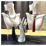 Set of Cloisonné Style Fashion Jewelry with Tassel Necklaces and Bangles Set of Cloisonné Style Fashion Jewelry with Tassel Necklaces and Bangles