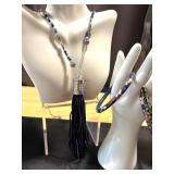 Set of Cloisonné Style Fashion Jewelry with Tassel Necklaces and Bangles Set of Cloisonné Style Fashion Jewelry with Tassel Necklaces and Bangles