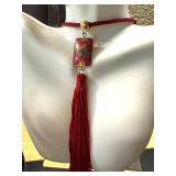 Set of Cloisonné Style Fashion Jewelry with Tassel Necklaces and Bangles Set of Cloisonné Style Fashion Jewelry with Tassel Necklaces and Bangles