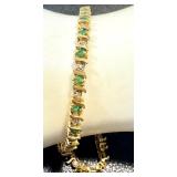 14k Gold Emerald and Diamond Tennis Bracelet 14k Gold Emerald and Diamond Tennis Bracelet