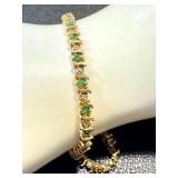 14k Gold Emerald and Diamond Tennis Bracelet 14k Gold Emerald and Diamond Tennis Bracelet