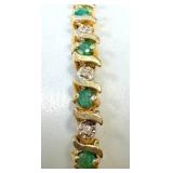 14k Gold Emerald and Diamond Tennis Bracelet 14k Gold Emerald and Diamond Tennis Bracelet