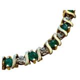 14k Gold Emerald and Diamond Tennis Bracelet 14k Gold Emerald and Diamond Tennis Bracelet
