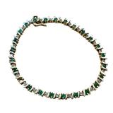 14k Gold Emerald and Diamond Tennis Bracelet 14k Gold Emerald and Diamond Tennis Bracelet