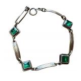 Vintage 12k Gold-Filled Bracelet with Green Accents, 7" Vintage 12k Gold-Filled Bracelet with Green Accents, 7"