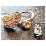 Stauer Sterling and Topaz Pendant with Two Sterling Rings Stauer Sterling and Topaz Pendant with Two Sterling Rings