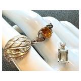 Stauer Sterling and Topaz Pendant with Two Sterling Rings Stauer Sterling and Topaz Pendant with Two Sterling Rings