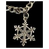 925 Sterling Silver Bracelet with Snowflake Charm, Made in Italy, 7" 925 Sterling Silver Bracelet with Snowflake Charm, Made in Italy, 7"