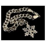 925 Sterling Silver Bracelet with Snowflake Charm, Made in Italy, 7" 925 Sterling Silver Bracelet with Snowflake Charm, Made in Italy, 7"