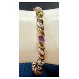 7.5" Sterling Silver Multi-Gemstone Bracelet with Safety Clasp 7.5" Sterling Silver Multi-Gemstone Bracelet with Safety Clasp