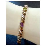 7.5" Sterling Silver Multi-Gemstone Bracelet with Safety Clasp 7.5" Sterling Silver Multi-Gemstone Bracelet with Safety Clasp